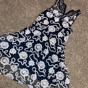 Girls Black Dress with white flower accent